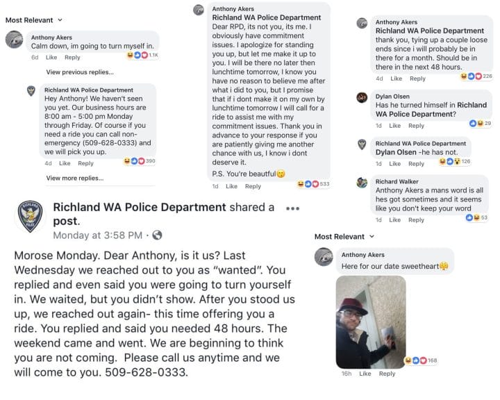 Chat between Richland Police and Akers