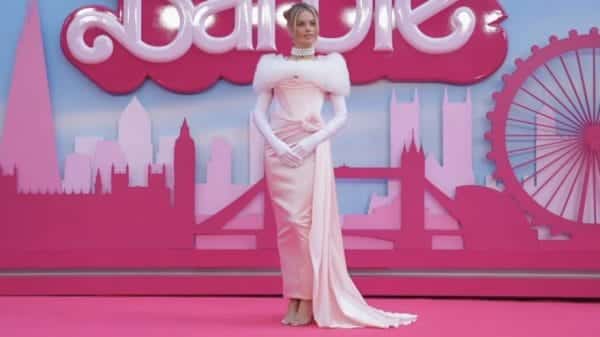 Margot Robbie at a "Barbie" walkway.