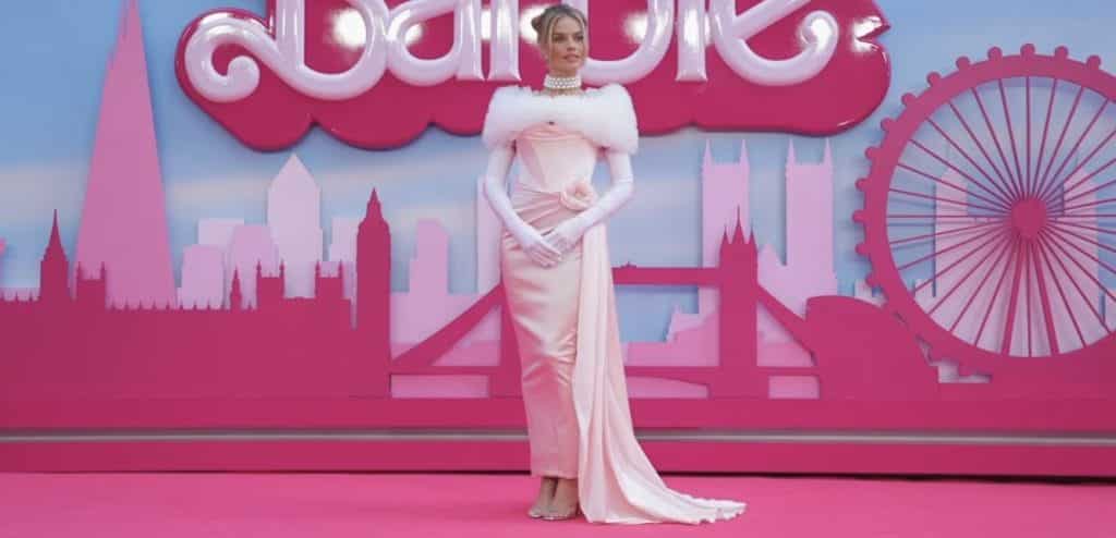 Margot Robbie at a "Barbie" walkway.