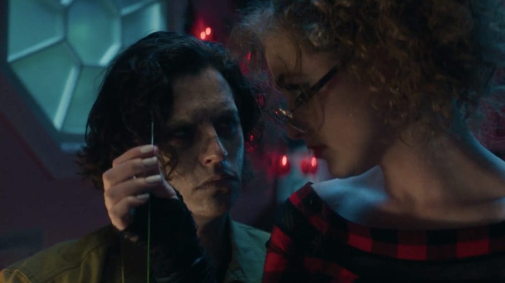 Cole Sprouse and Kathryn Newton in Lisa Frankenstein.