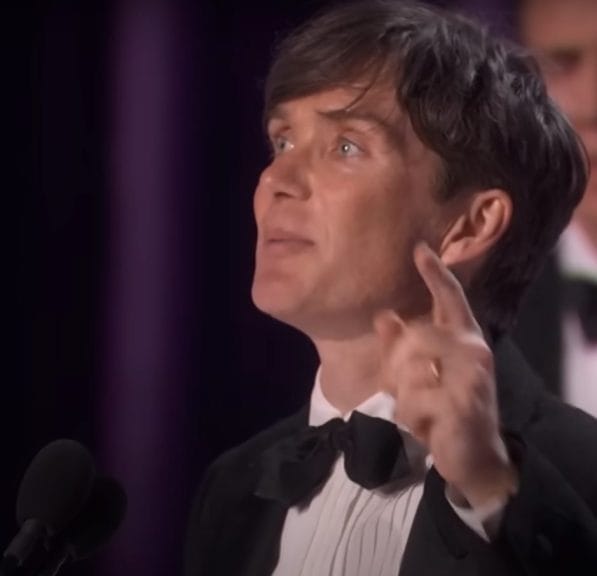 Cillian Murphy during his acceptance speech for Actor in a Leading Role at the Oscars 2024.