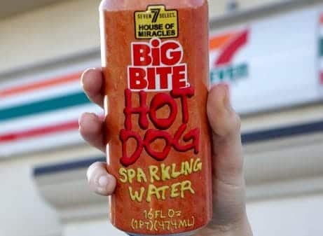 7-Eleven's new Hot Dog-flavoured Sparkling Water.