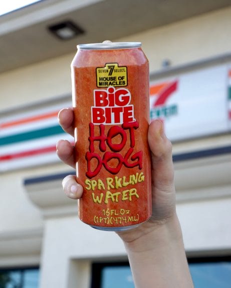 7-Eleven's new Hot Dog-flavoured Sparkling Water.