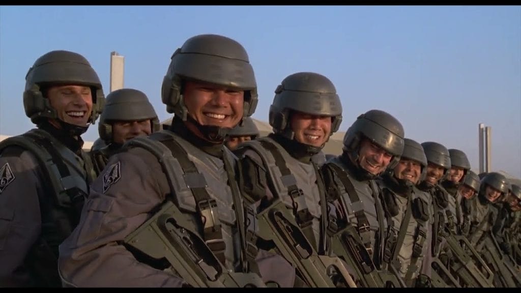 The intro to Starship Troopers.