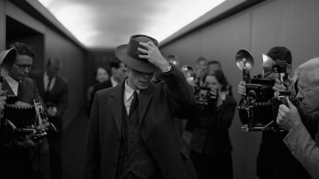 Cillian Murphy and others in Oppenheimer.