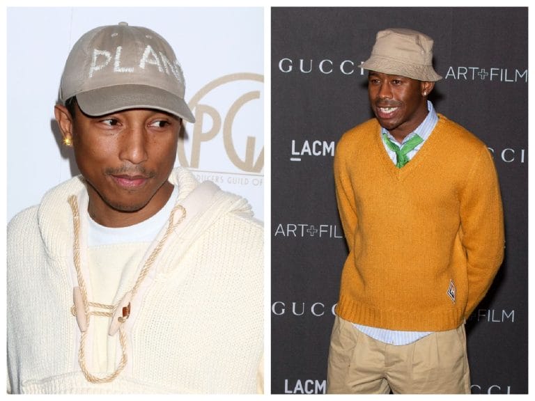 Pharrell Williams, Louis Vuitton Men's Creative Director, on the left, and Tyler, the Creator on the right.