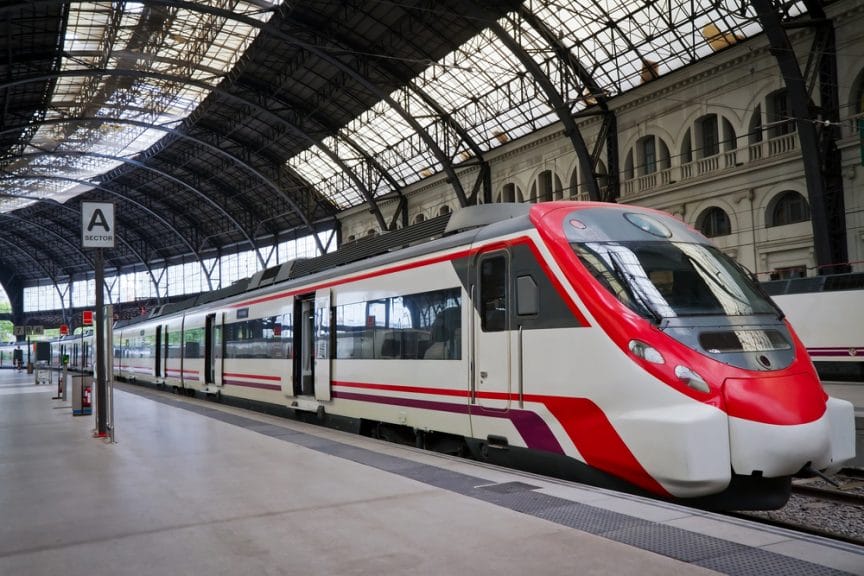 modern train waiting at station