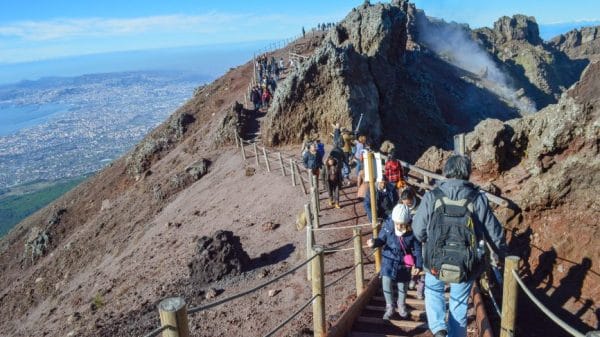 Tourists Visit Mount Vesuvius