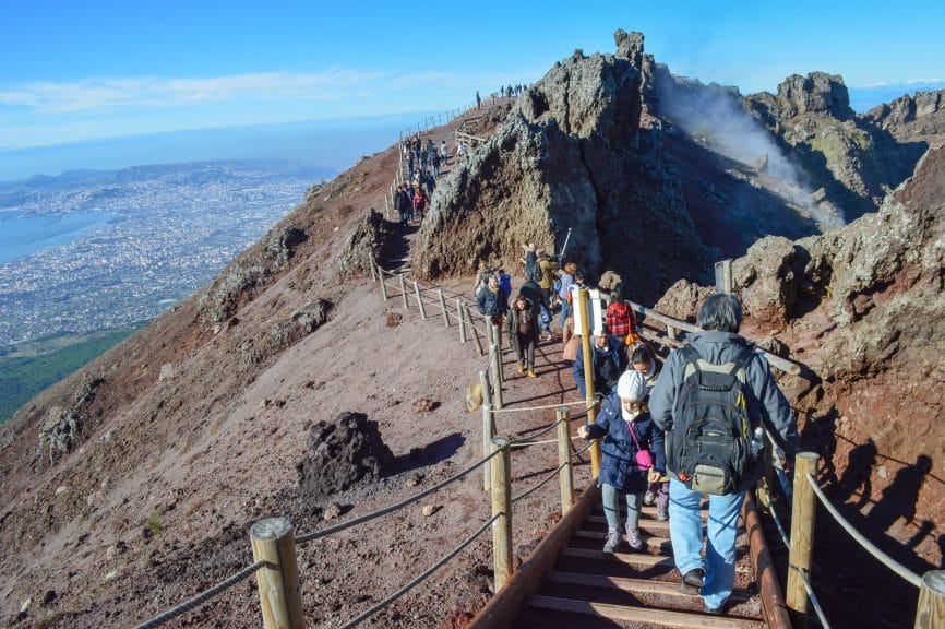 Tourists Visit Mount Vesuvius