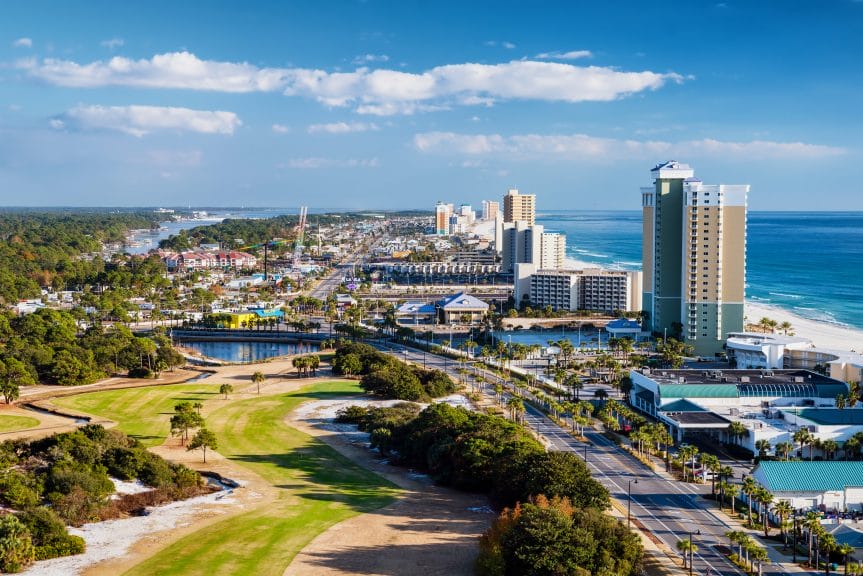 Ariel view of Panama City, Florida. 