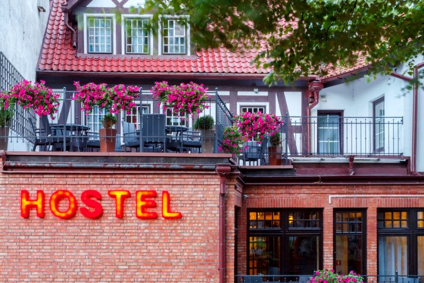 highlighted letters of a hostel to travel to
