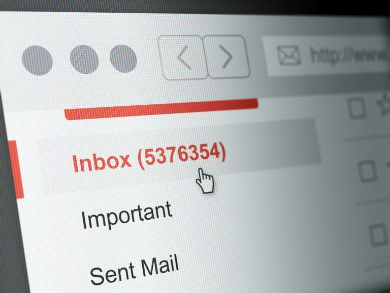 Imagine of an online email inbox with 5376354 emails in it. 
