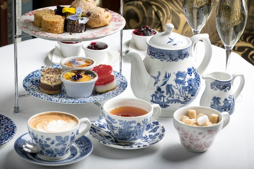 Tea in fine China with pastries
