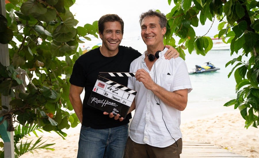 Actor Jake Gyllenhaal (left) and director Doug Liman (right) on Day 1 of filming Road House (2024). Credit: X/@PrimeVideo