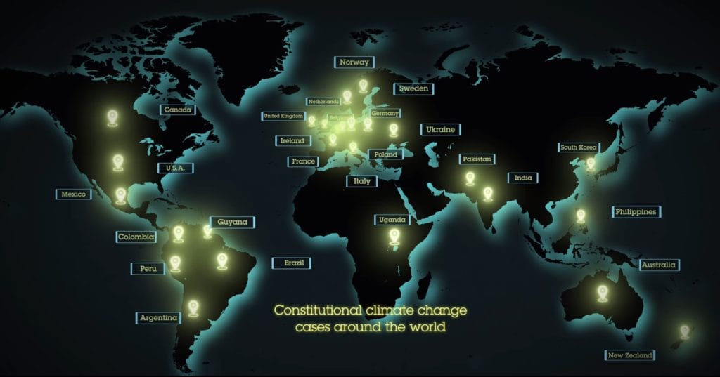 Map of constitutional climate cases led by Our Children's Trust, in Youth v Gov Netflix documentary.