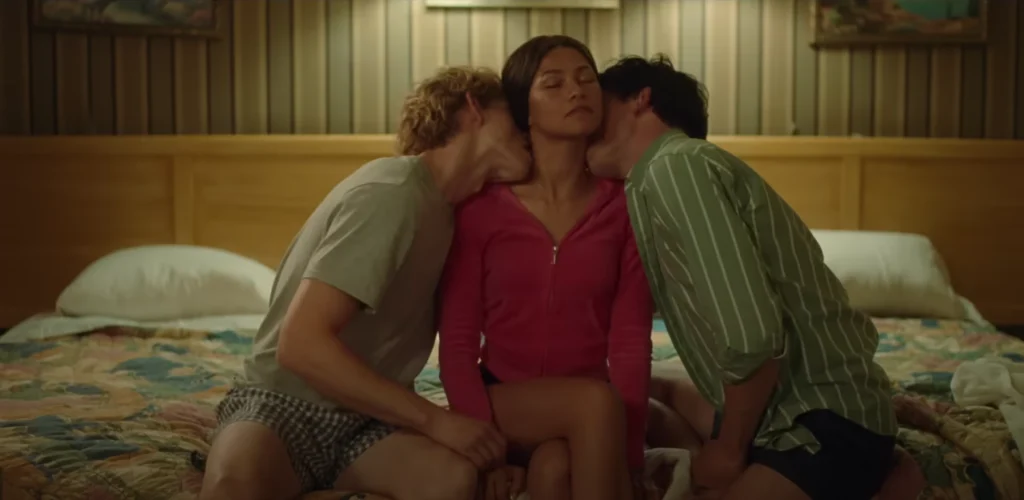 Josh O'Connor, Mike Faist and Zendaya all kiss in 'Challengers'
