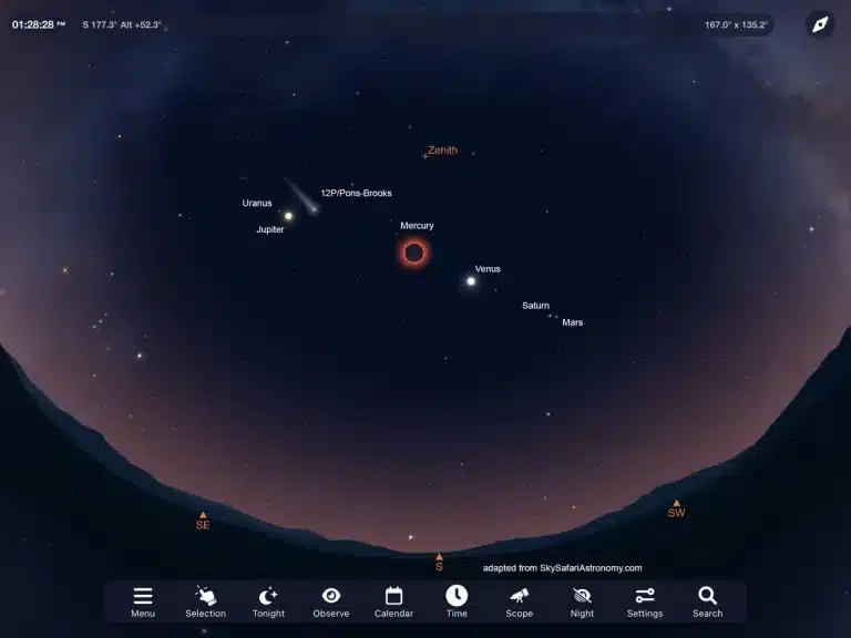 Venus, Jupiter, Comet, map view from space. 