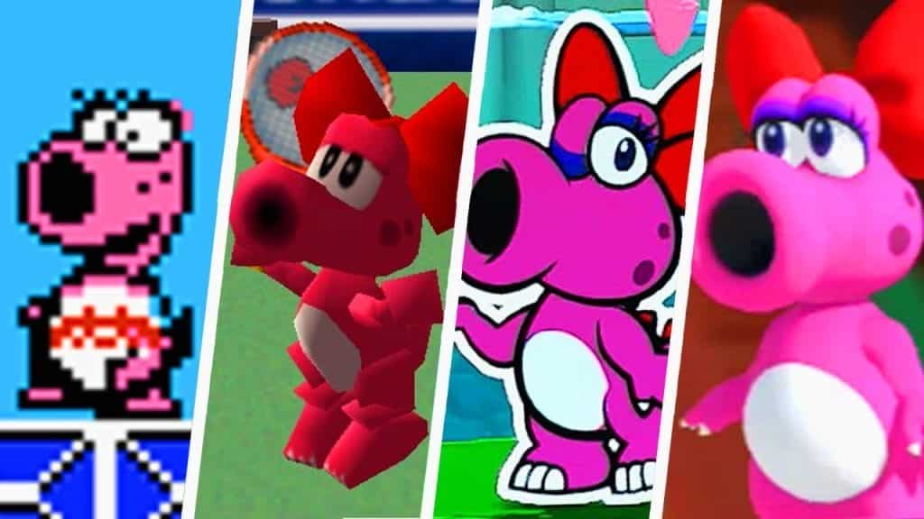 Screenshots of Birdo from different Nintendo games