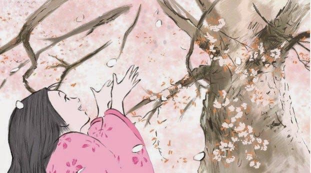 Princess Kaguya celebrates the cherry blossoms blooming in spring.