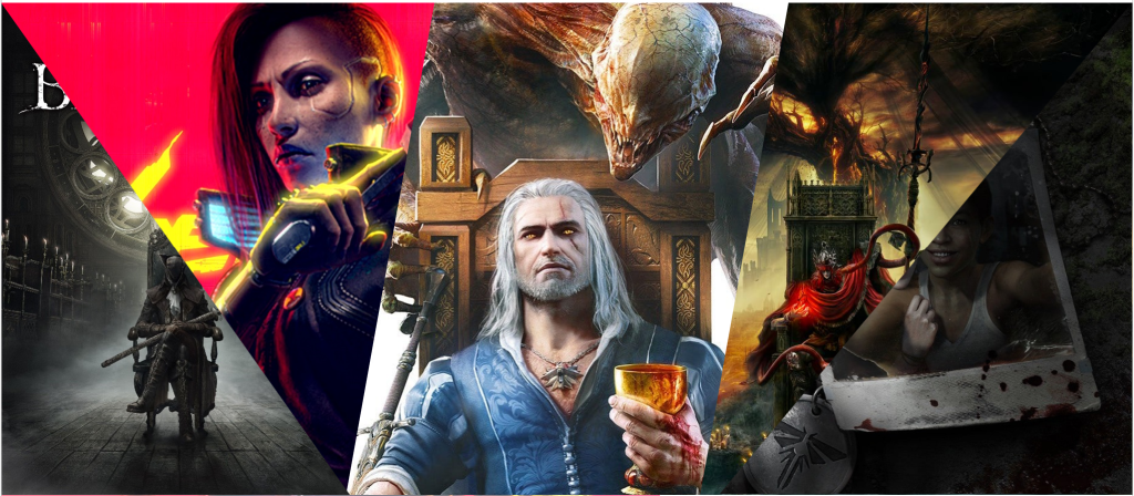 A collage of different video game DLC promotional images.