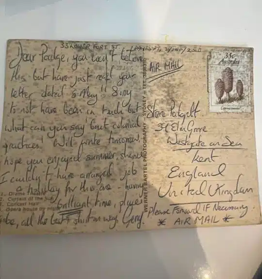  Inside of the postcard which dated back to 1981