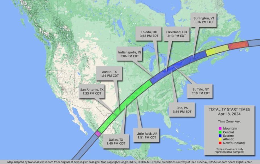 Total Solar Eclipse USA map 2024