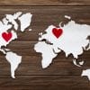 Map of two hearts separated by distance