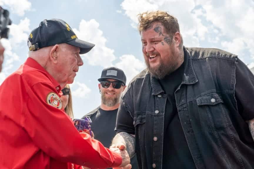 Jelly Roll meets with drivers and fans for the Autotrader EchoPark Automotive 400 at the Texas Motor Speedway in Fort Worth TX.