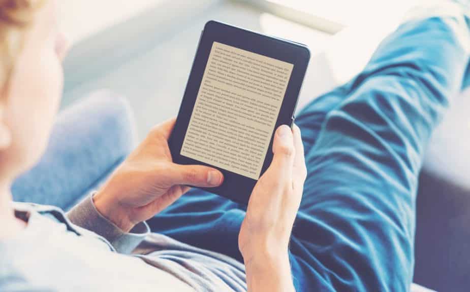 Man reading an e-book