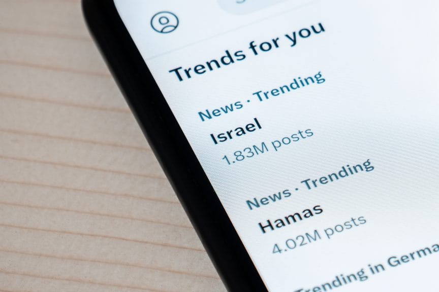Multiple political trending topics on the X social media application, showing the influence of social media diplomacy.