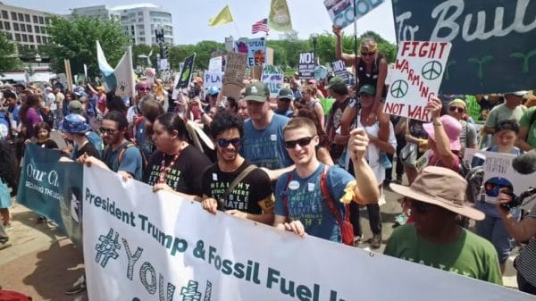 A rally for Juliana v. United States in Washington, DC.