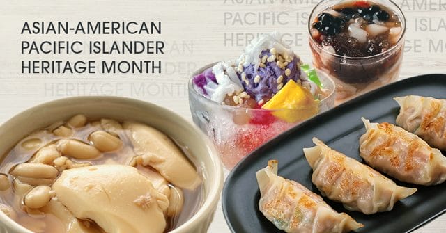A display of foods that belong to Asian American and Pacific Islander heritage.