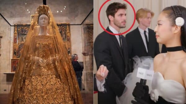 Two sides of an exhibition at the Met Gala.