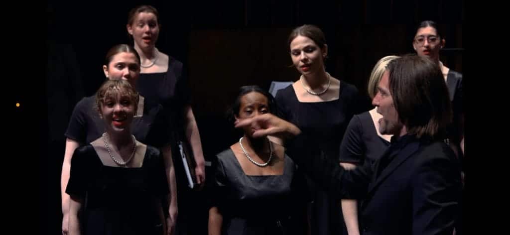 Eric Whitacre conducting Montclair Choir during the Saturday concert at Montclair State University.