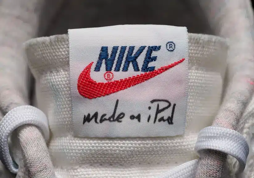 Made on iPad Nike Sneaker tongue label. 