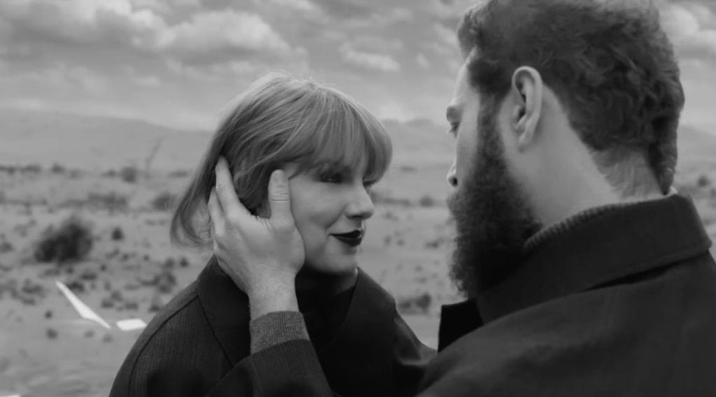 Taylor Swift and Post Malone in the music video for "Fortnight."