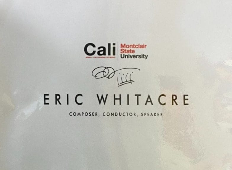 Eric Whitacre's temporary Nameplate on the front of the door he was to be interviewed in.