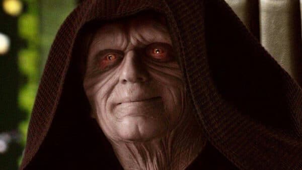 Emperor Palpatine (Ian McDiarmid) smiling after defeating the Jedi.