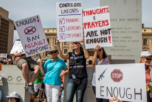 Protesters showing up for March for Our Lives event in Pheonix, Arizona March 24, 2018