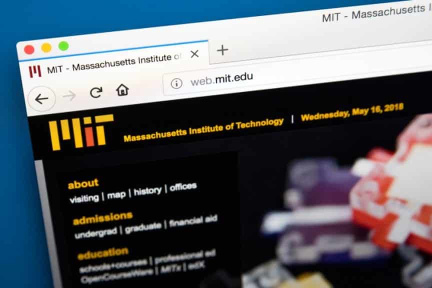 MIT homepage on laptop.
