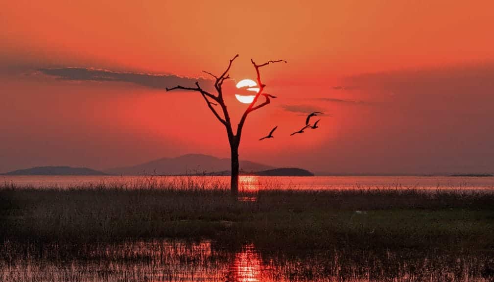 Scenic Sunset View Of Lake Kariba In Zimbabwe