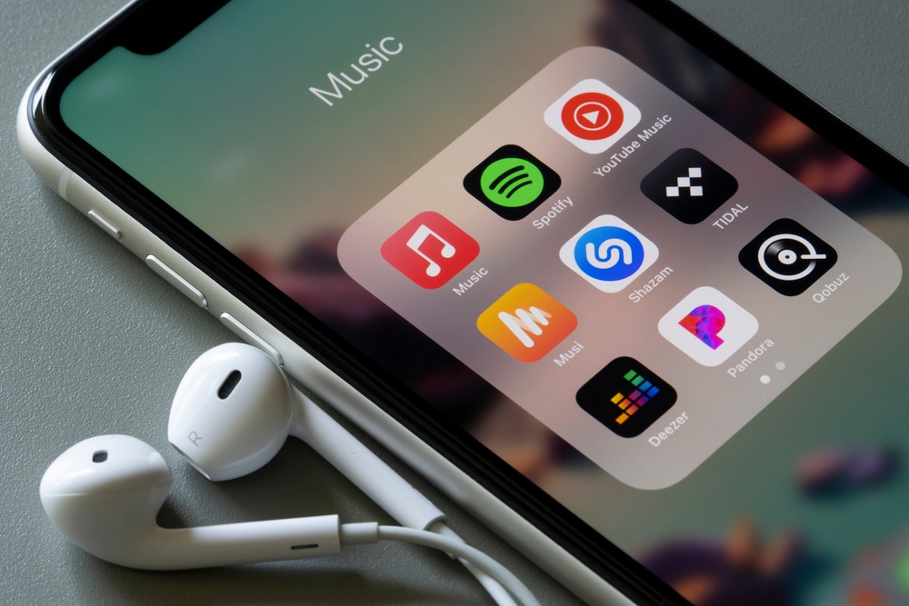 Assorted music apps on an iPhone screen.