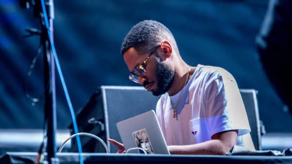 Music producer and rapper Kaytranada DJing.