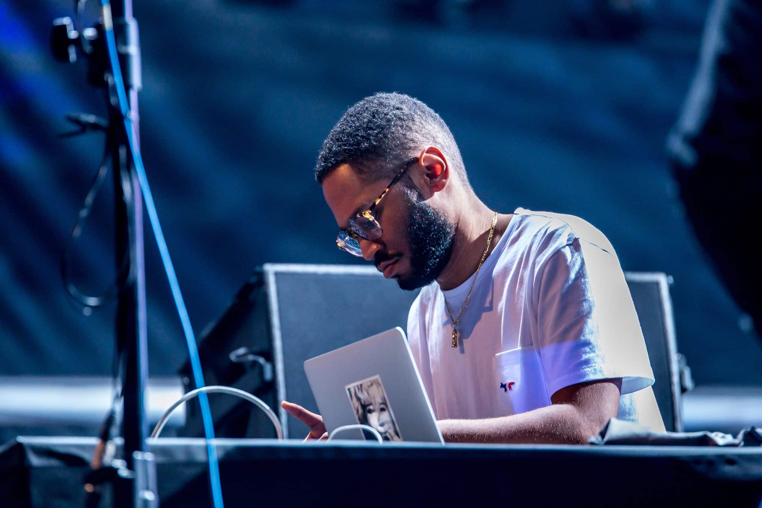 Music producer and rapper Kaytranada DJing.