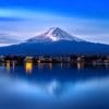 an image of Mount Fuji and the lake