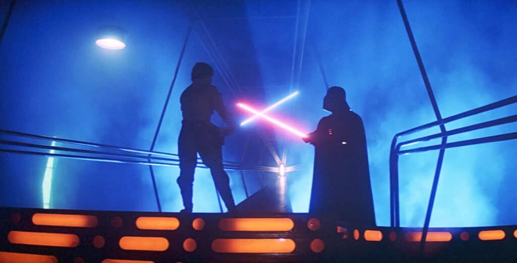 Mark Hamill and David Prowse in Star Wars: Episode V – The Empire Strikes Back.