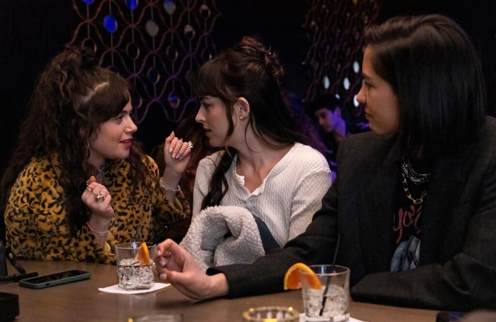 Molly Gordon, Dakota Johnson, and Sonoya Mizuna in "Am I OK?"