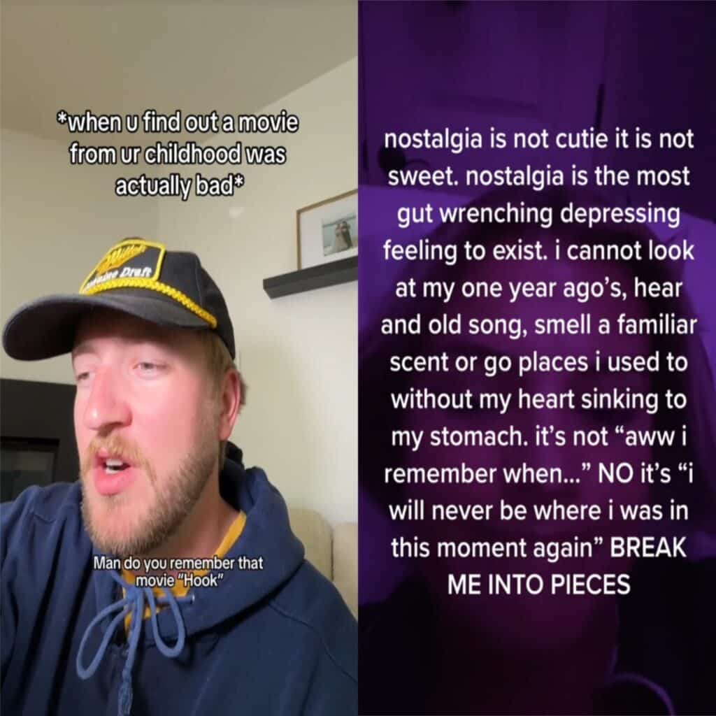 Two TikTok's collaged together focusing on nostalgia and it's effects.