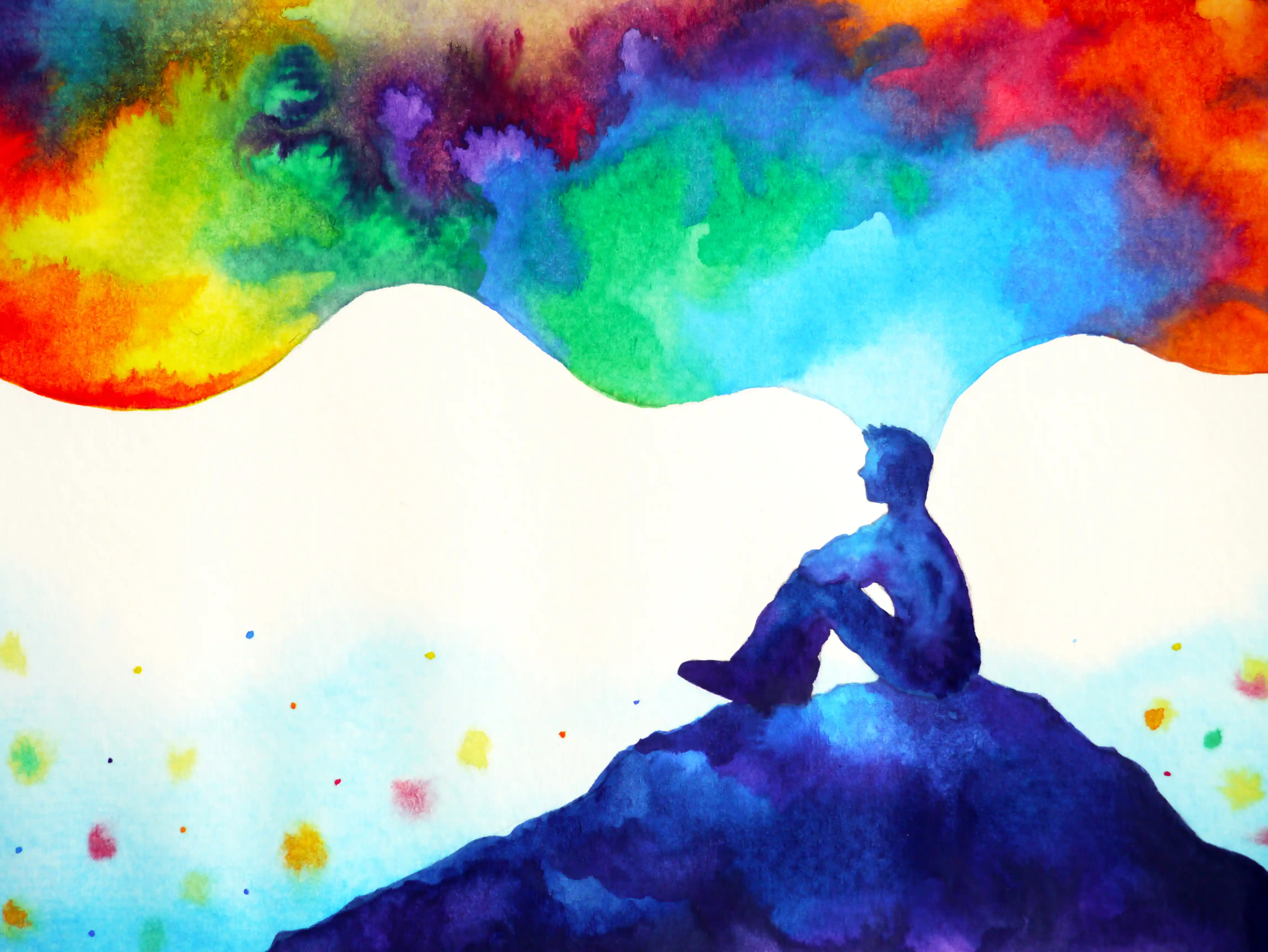 Art therapy activities inspired artwork, Art trauma therapy illustration.