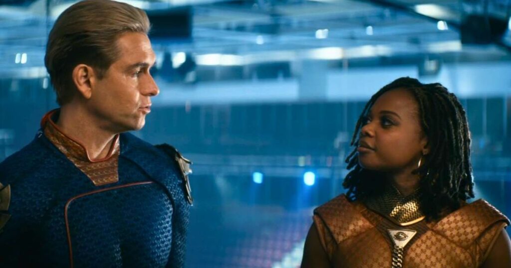 Homelander and Sister Sage from The Boys discussing their plan.